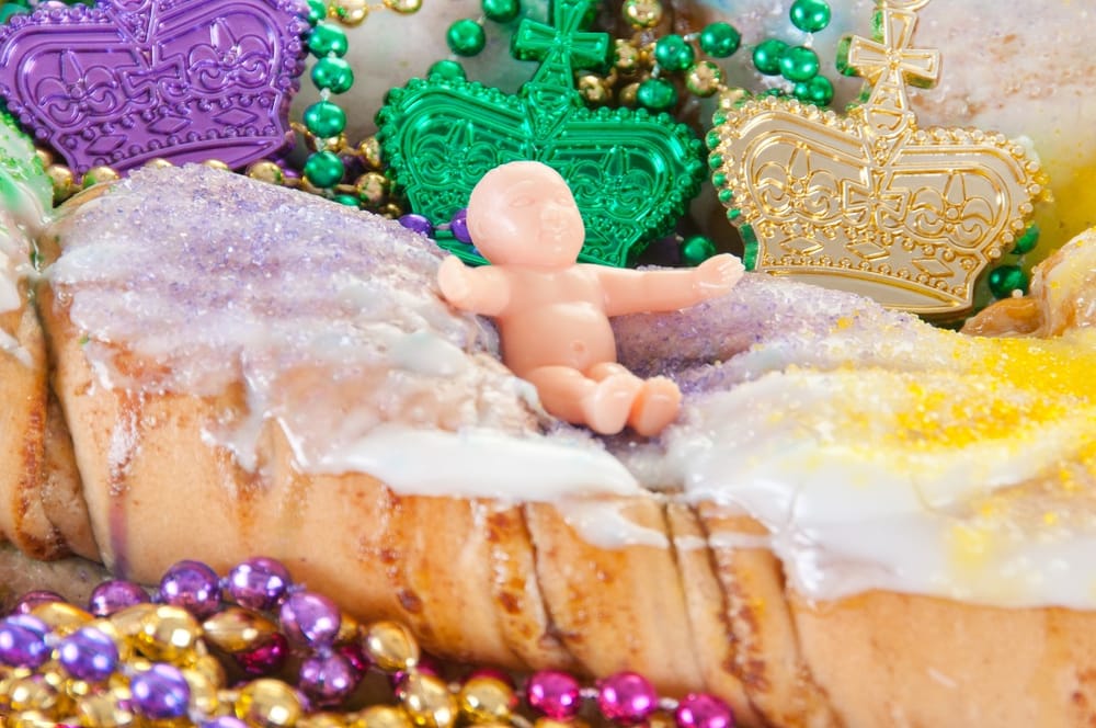 Mardi gras cake with baby Jesus