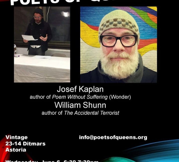 Poets of Queens Reading, 6 June 2018, 6:30 pm, Vintage Wine Bar, Astoria, Queens