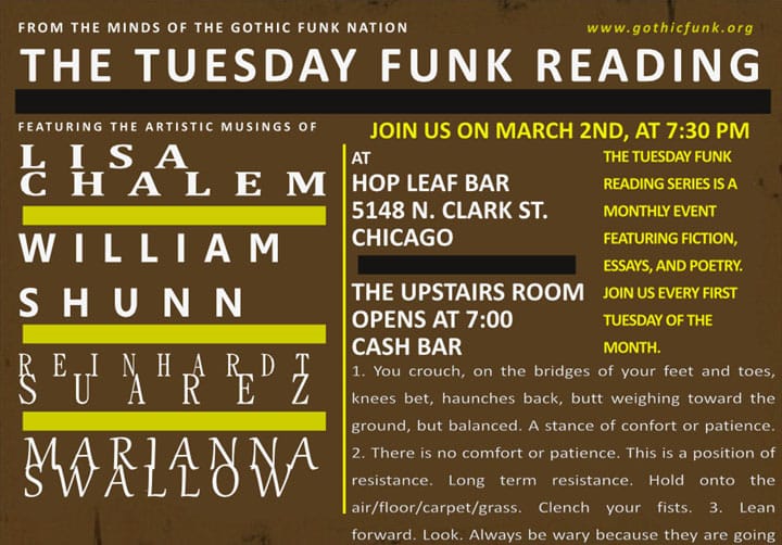 Reading at Hopleaf tomorrow, March 2nd