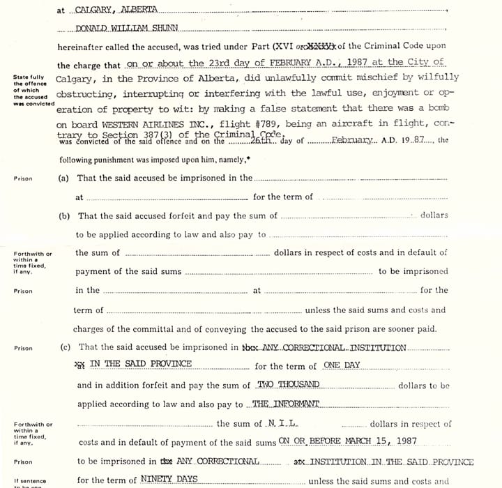 This is to certify this is a true copy of the original conviction contained in the provincial court.