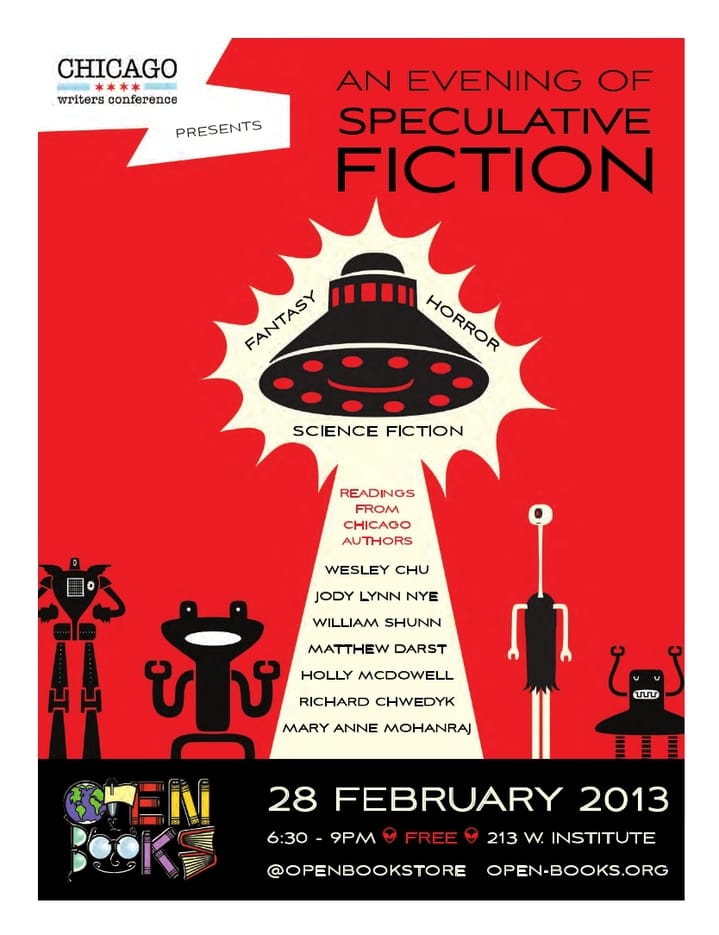 An Evening of Speculative Fiction, Open Books Bookstory, Thursday, February 28, 2013
