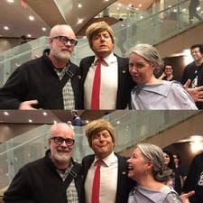 Bill and &block;&block;&block;&block;&block; with Anthony Atamanuik after 'Trump Dump: The Last Rally,' NYU Skirball Center, 3 November 2016